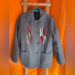 Vintage Handmade Chimayo Jacket grey 100% wool 1950s-80s